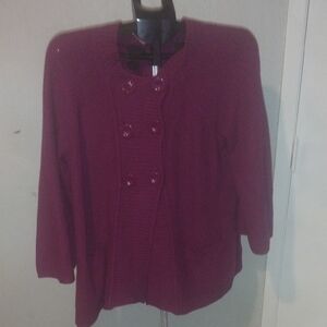 Style & Co Luxe Burgundy Double-Breasted Cardigan Effortless Elegance & Cozy 1X